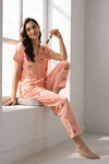 Zivame Farm Lore Knit Cotton Pyjama Set - Peach Pearl — thumbnail 4